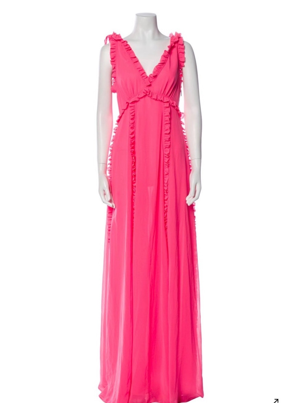MSGM Hot Pink Ruffle-Trim Maxi Dress